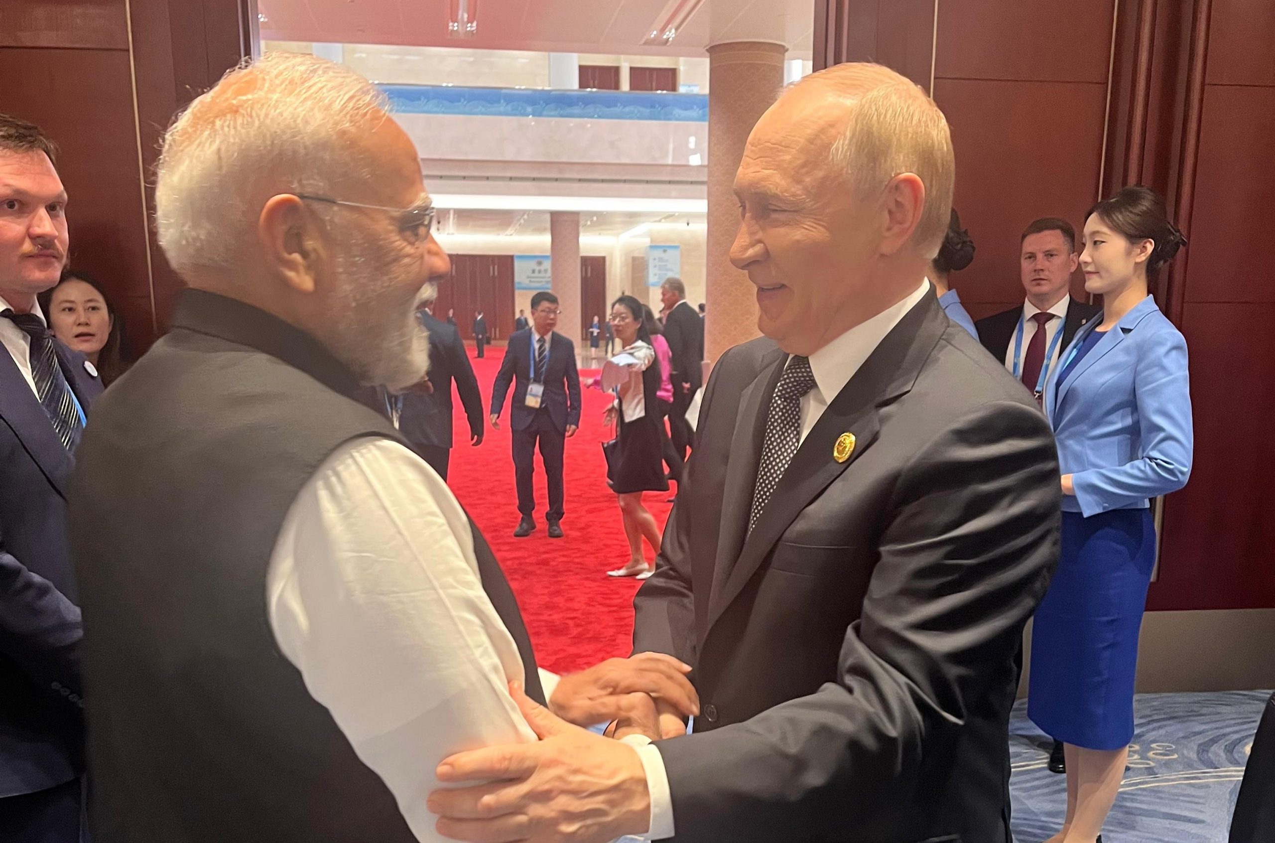 PM Modi meets Russian President Vladimir Putin in Tianjin